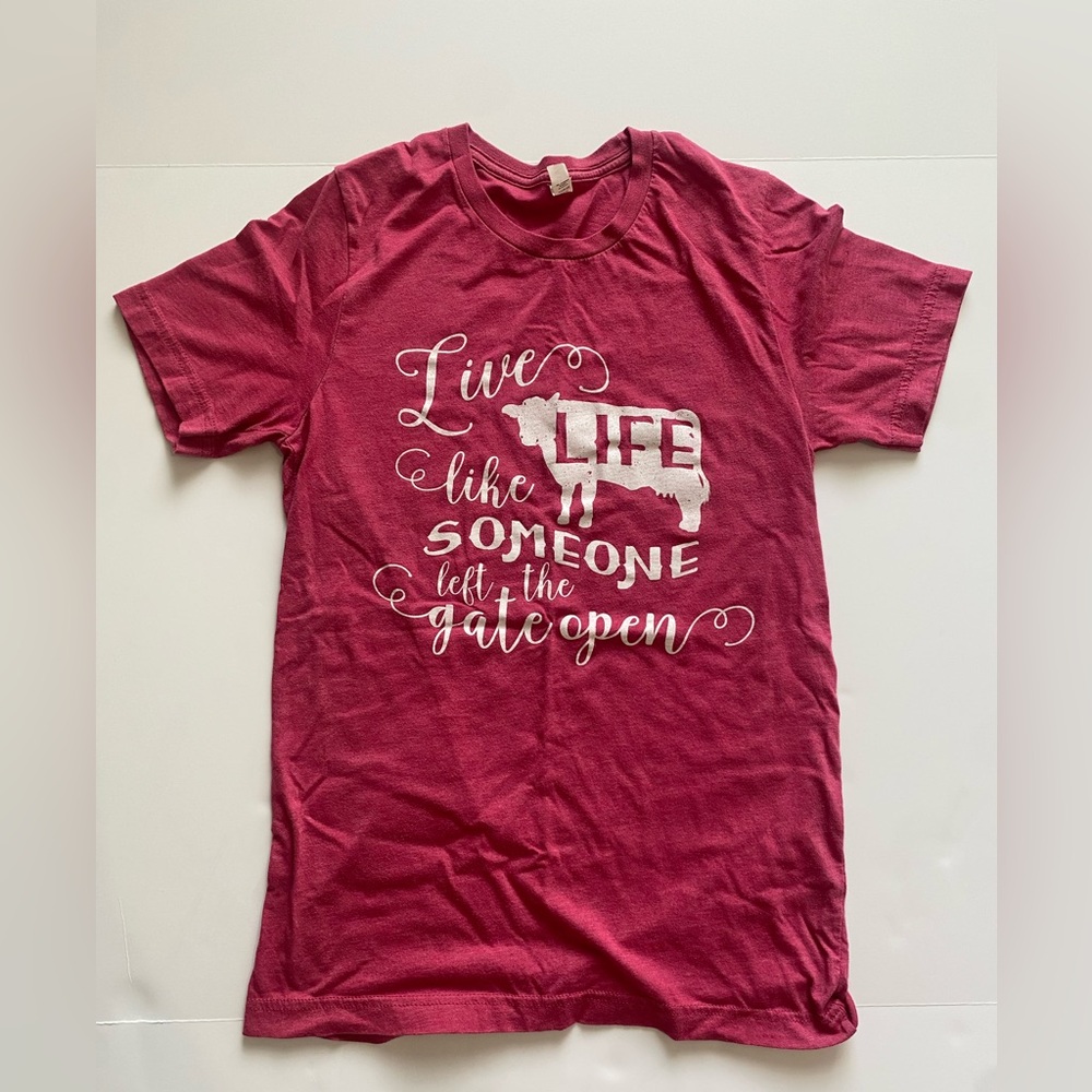 Heathered red/maroon t-shirt